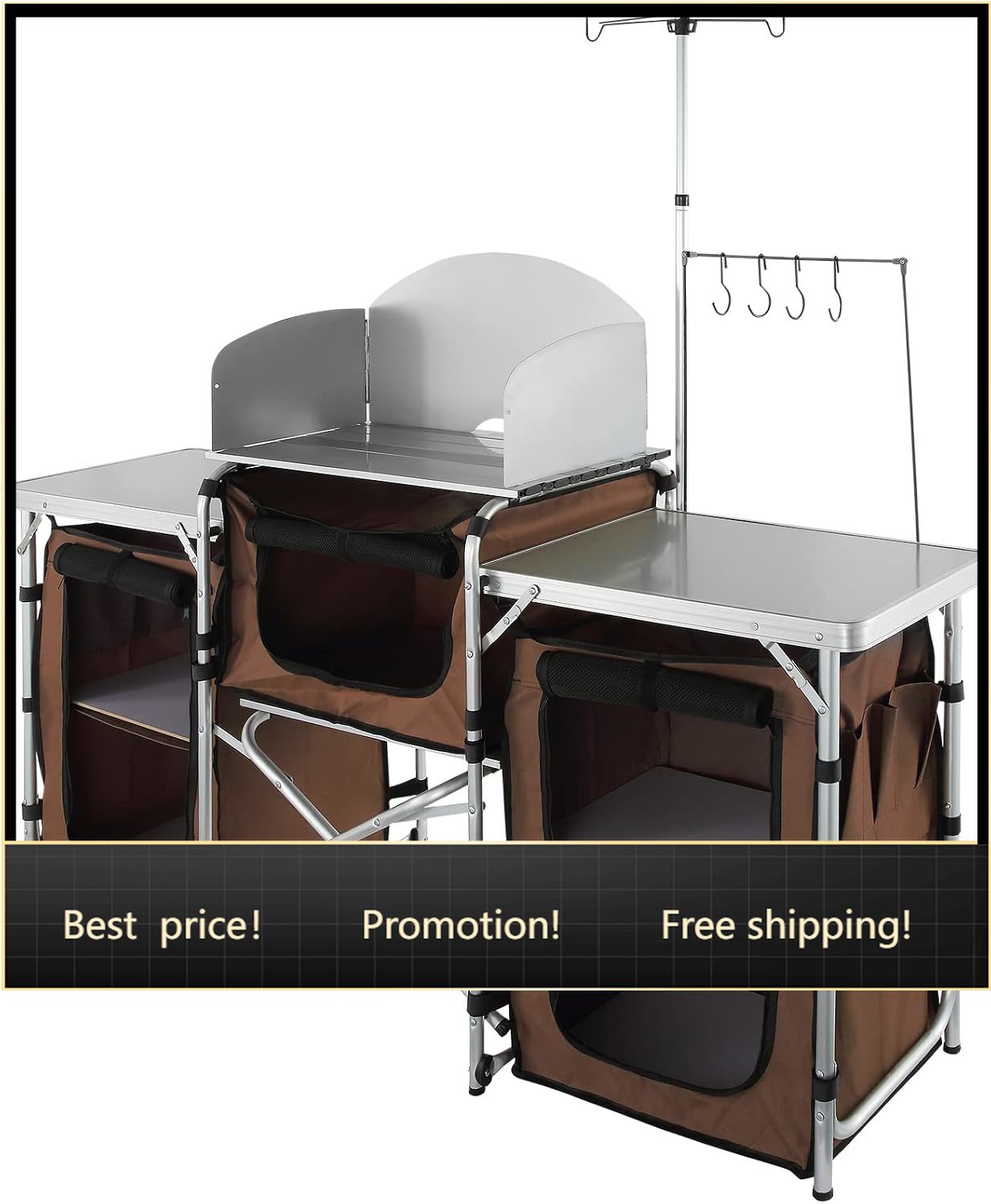 Camping Cooking Cupboard - Camping Kitchen Table, Folding Outdoor Cooking