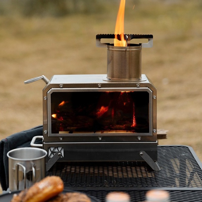 Camping Cooking Portable - Stainless Steel Square Firewood Stove Portable
