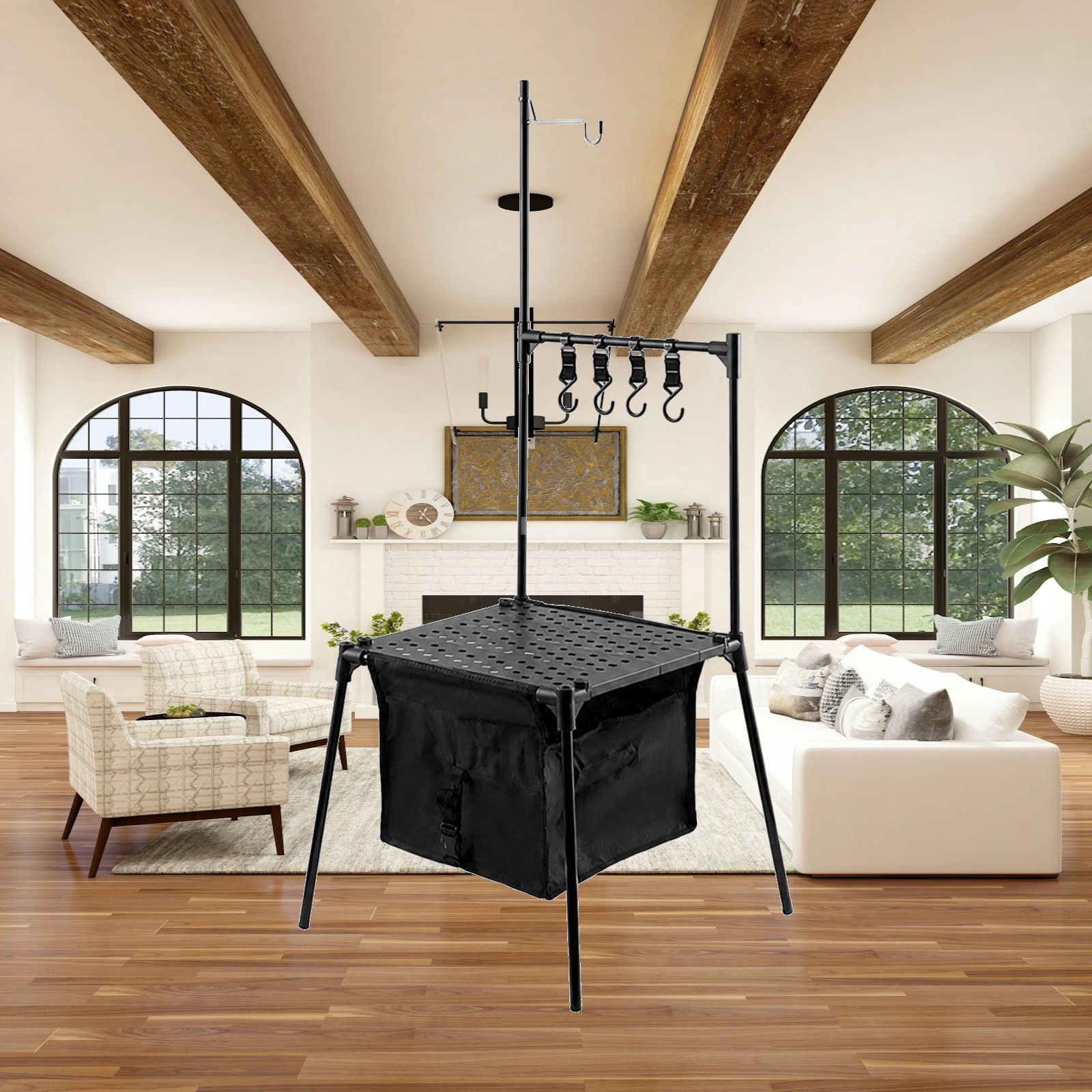 Camping Cooking Table With Storage - Aluminum Folding Camp Table Foldable Camping
