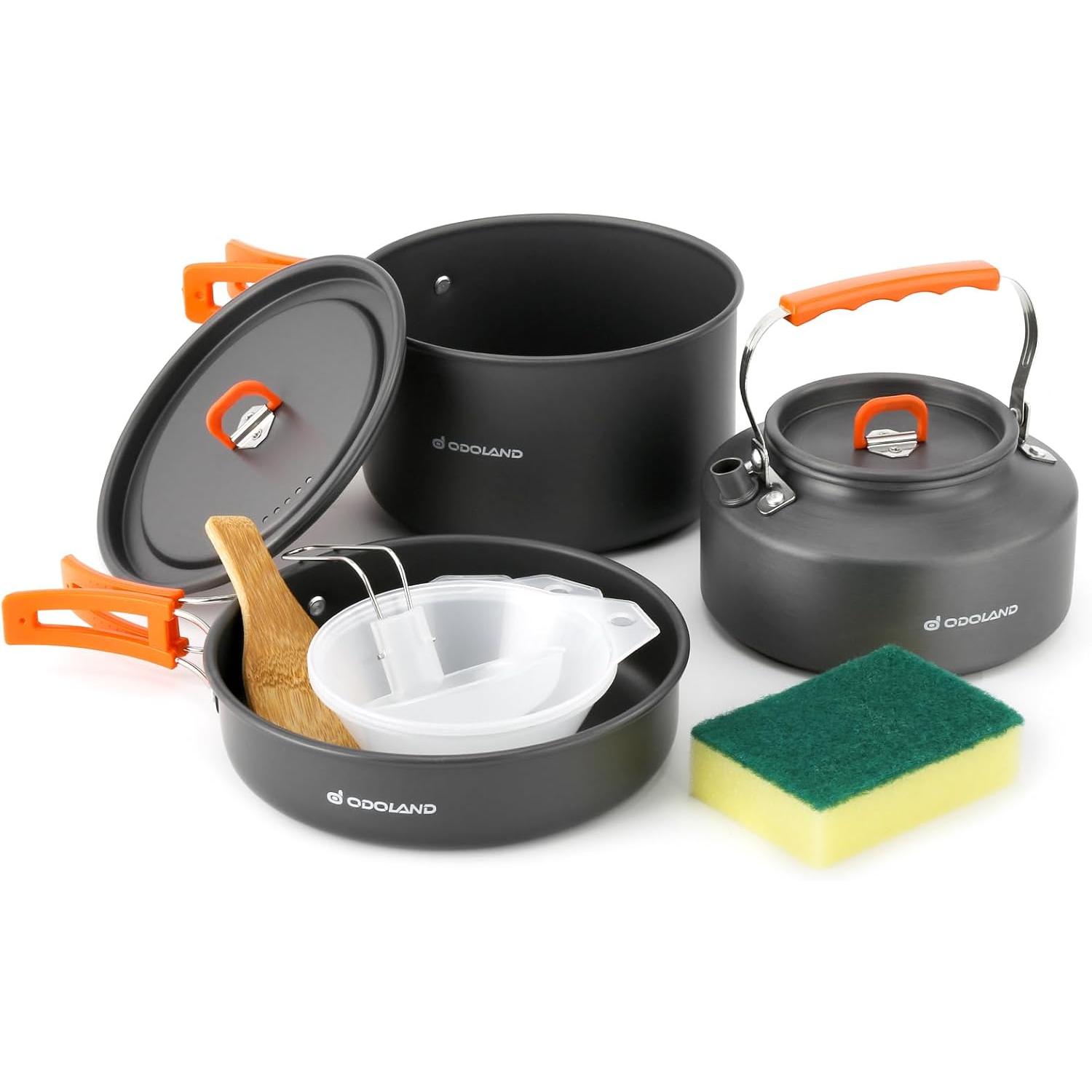 Camping Cooking Bundle - Odoland 10pcs Camping Cookware Camping Pots