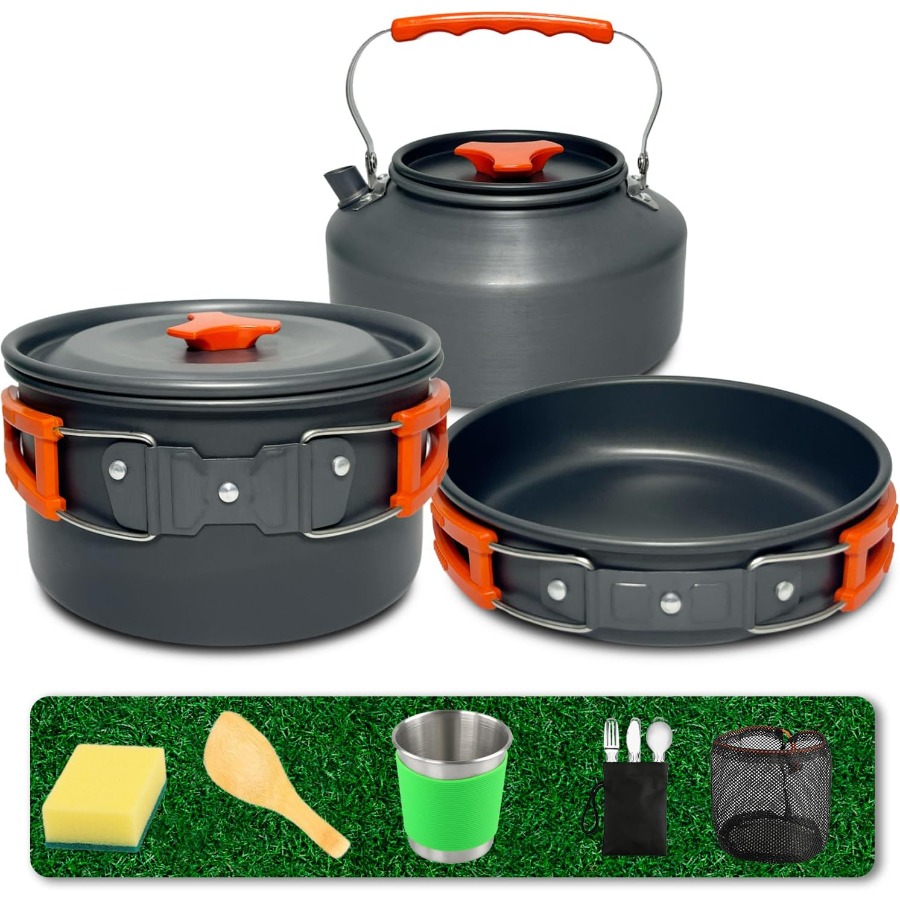 Camping Cooking Kit - Camping Cookware Set: 35oz Non-Stick Pot