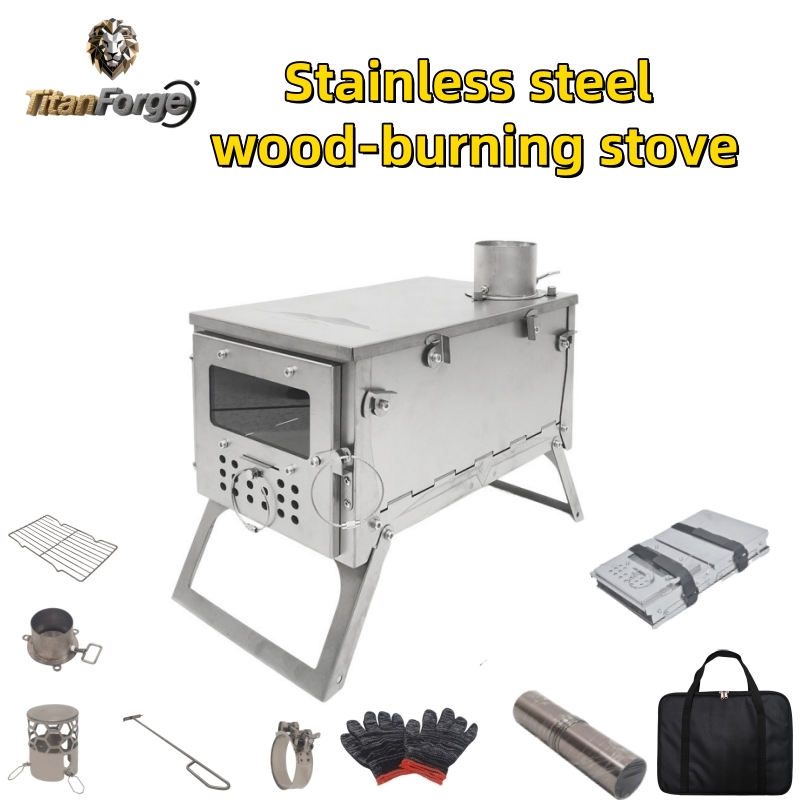 Camping Cooking Lightweight - Folding Wood Stove, Stainless Steel Portable