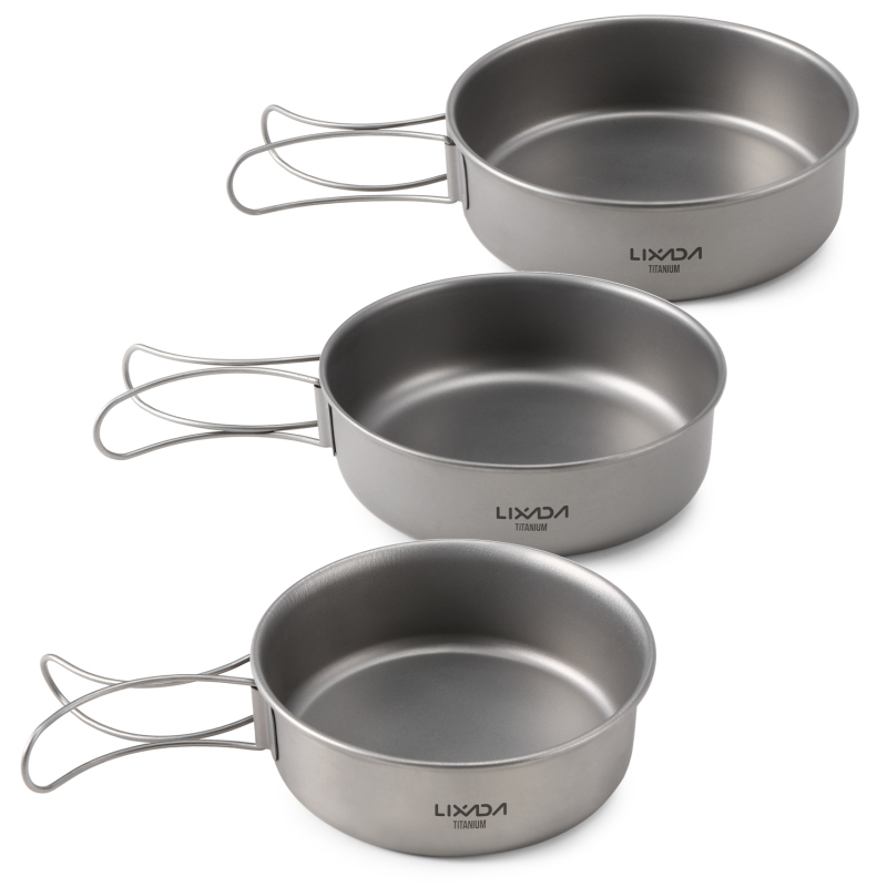 Camping Cooking Tray - Lixada Titanium Bowls Ultralight Titanium Dinner