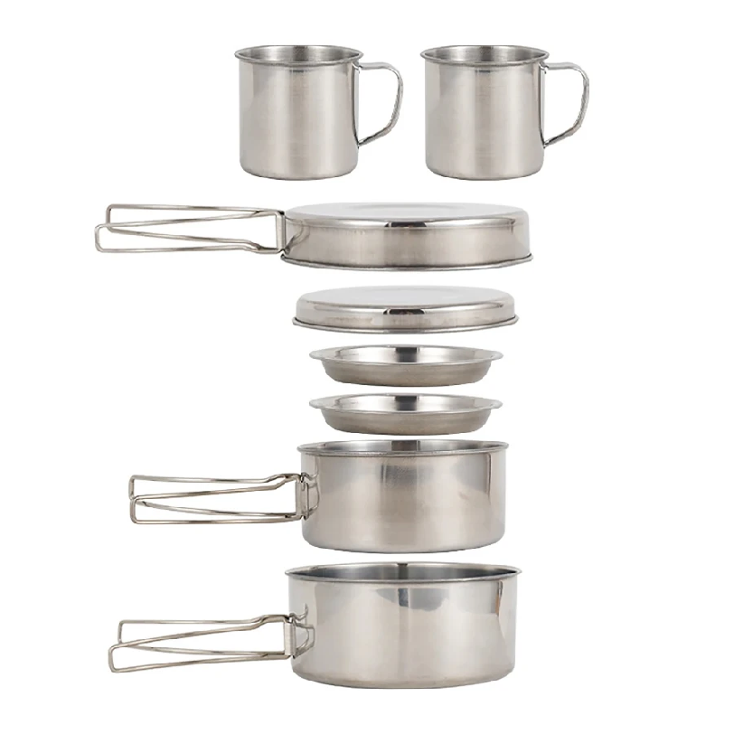 8pcs/Set Camping Cookware Mess - Camping Cooking Hot Plate 评论和价格