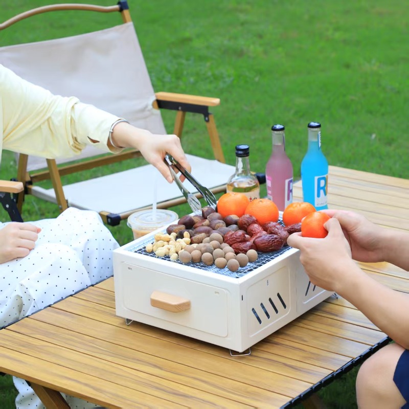 Portable Charcoal BBQ Grill Sq - Camping Cooking Portable 评论和价格