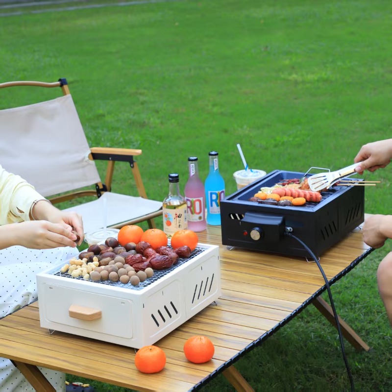 Portable Charcoal BBQ Grill Sq - Camping Cooking Portable 评论和价格