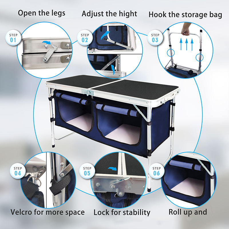 Outdoor Folding Table Aluminum - Camping Cooking Table With Storage 评论和价格