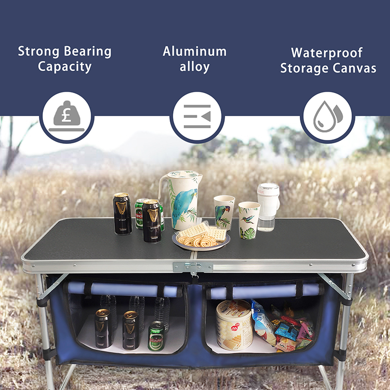 Outdoor Folding Table Aluminum - Camping Cooking Table With Storage 评论和价格