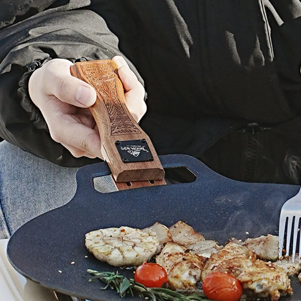 Outdoor Natural Wood Grill Pan - Camping Cooking Tray 评论和价格