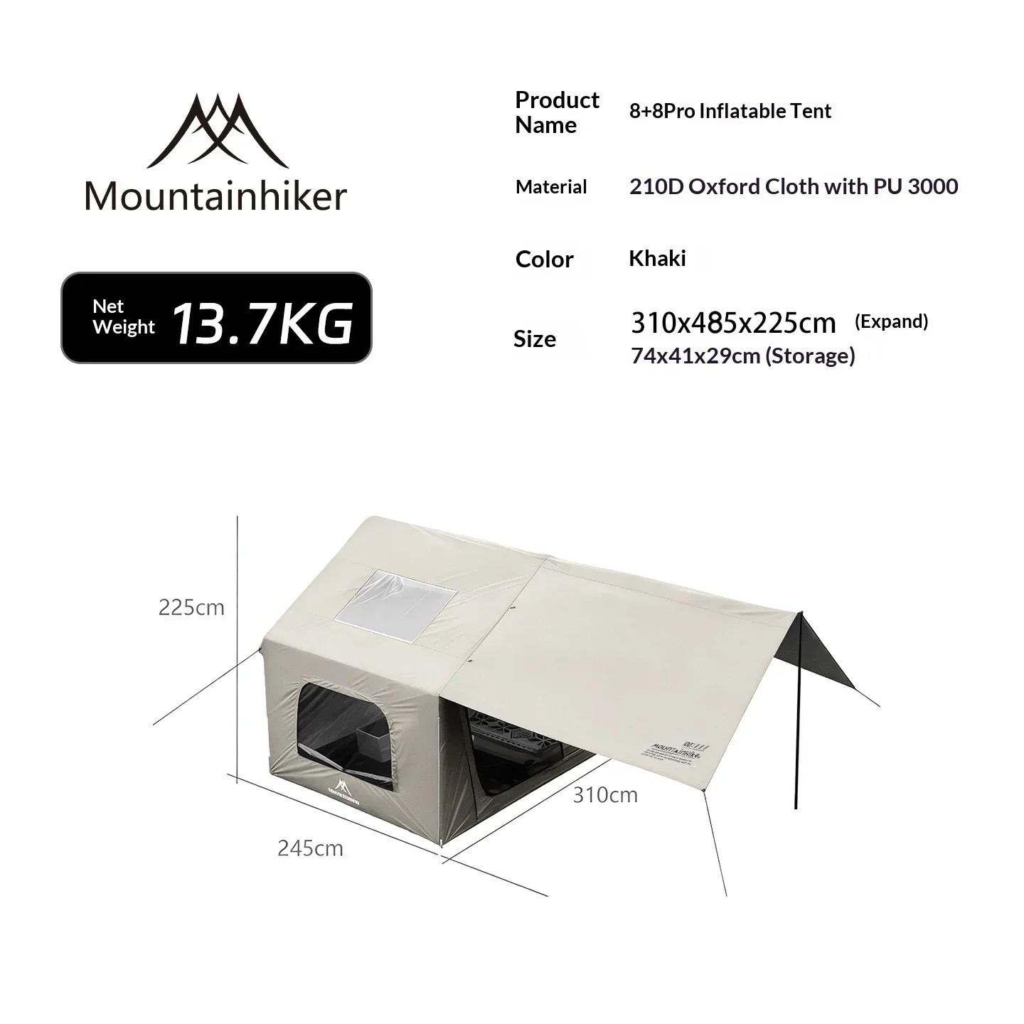 8+8㎡ MOUNTAINHIKER Inflatable  - Camping Cooking Utensils Kit 评论和价格