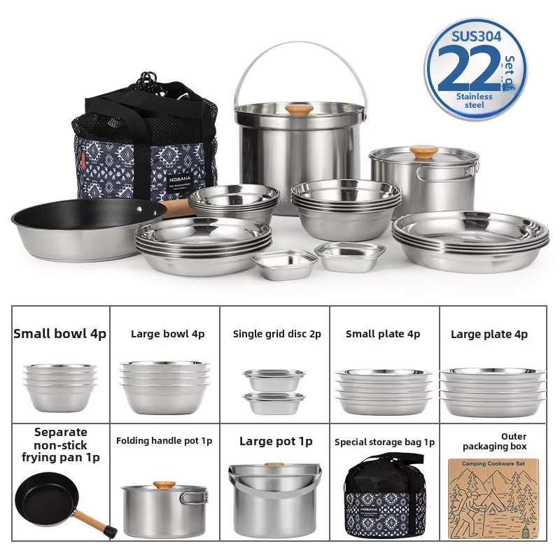 NOBANA Newest Outdoor Stainles - Camping Cooking Kit 评论和价格