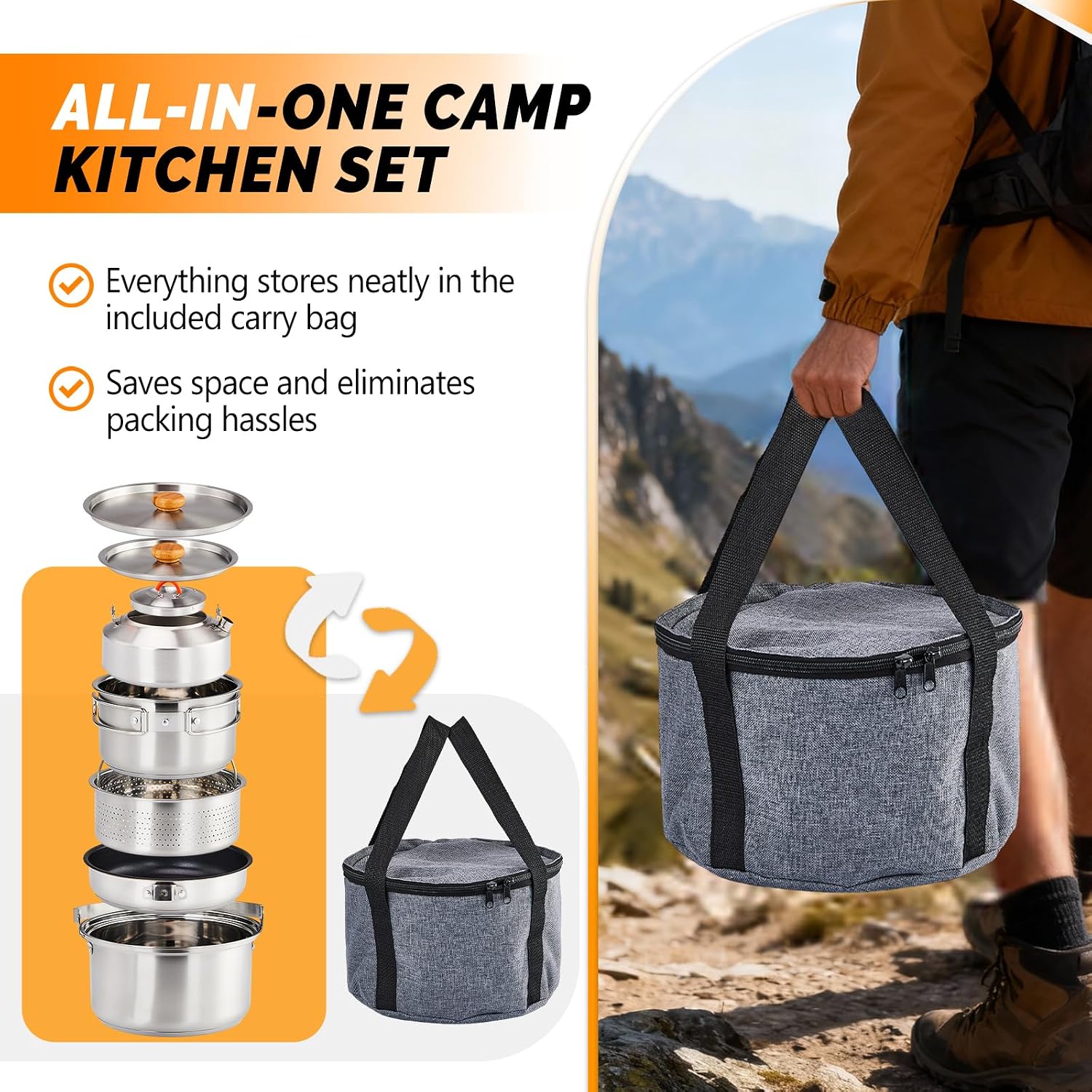 6pcs Cookware Set, 304 Stainle - Campfire Cooking 评论和价格