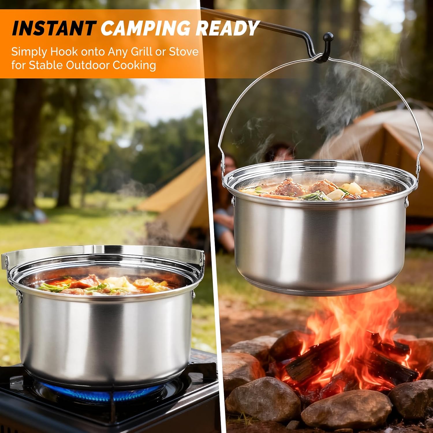 6pcs Cookware Set, 304 Stainle - Campfire Cooking 评论和价格