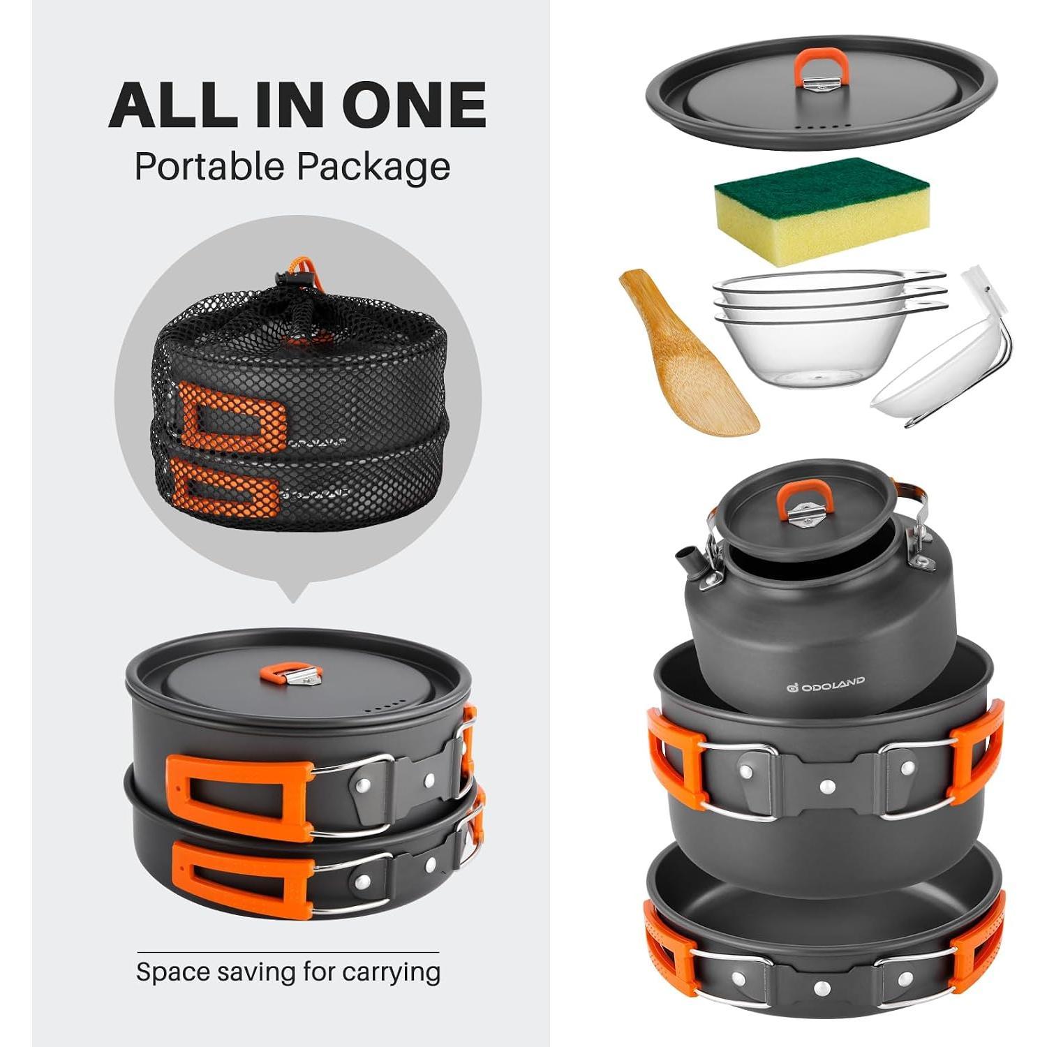 Odoland 10pcs Camping Cookware - Camping Cooking Bundle 评论和价格