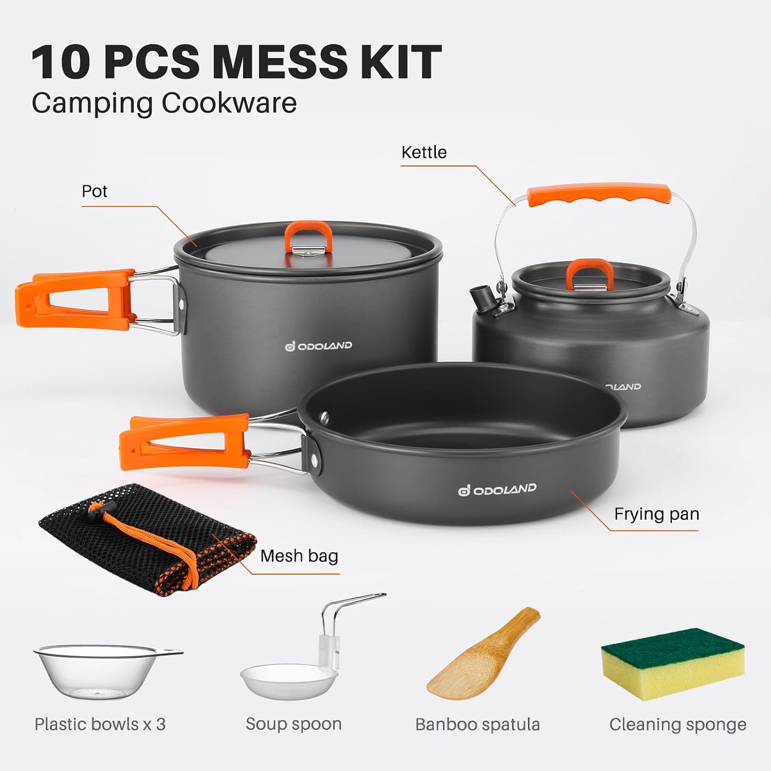 Odoland 10pcs Camping Cookware - Camping Cooking Bundle 评论和价格