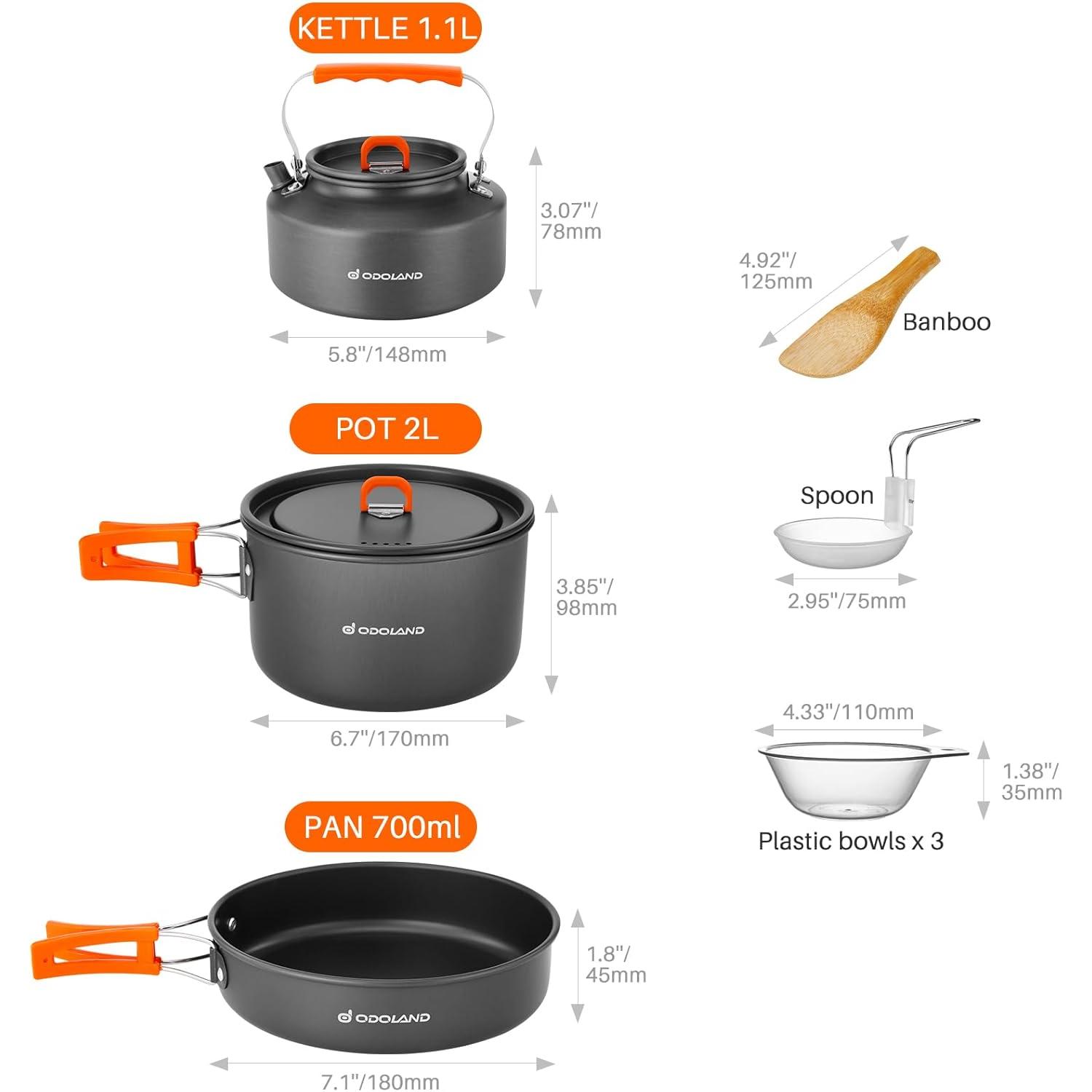 Odoland 10pcs Camping Cookware - Camping Cooking Bundle 评论和价格