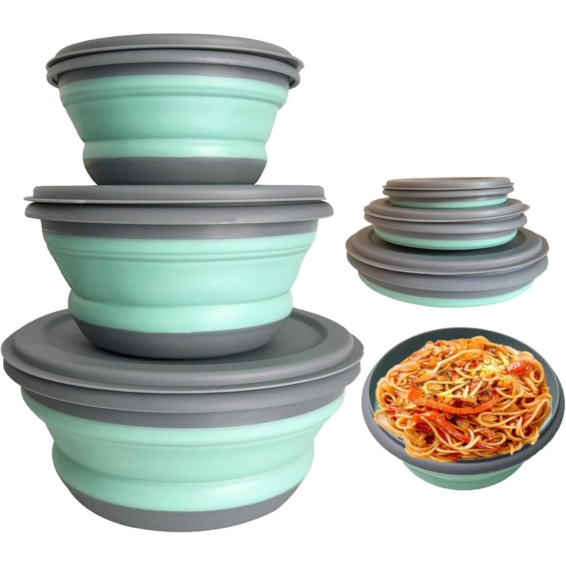 3pcs Silicone Folding Lunch Bo - Camping Cooking Dishes 评论和价格
