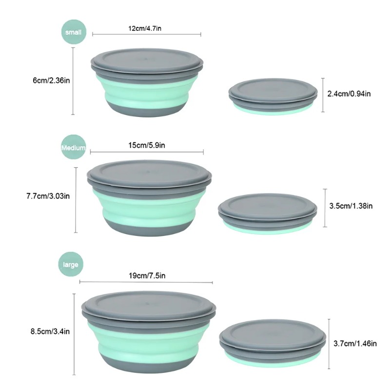 3pcs Silicone Folding Lunch Bo - Camping Cooking Dishes 评论和价格