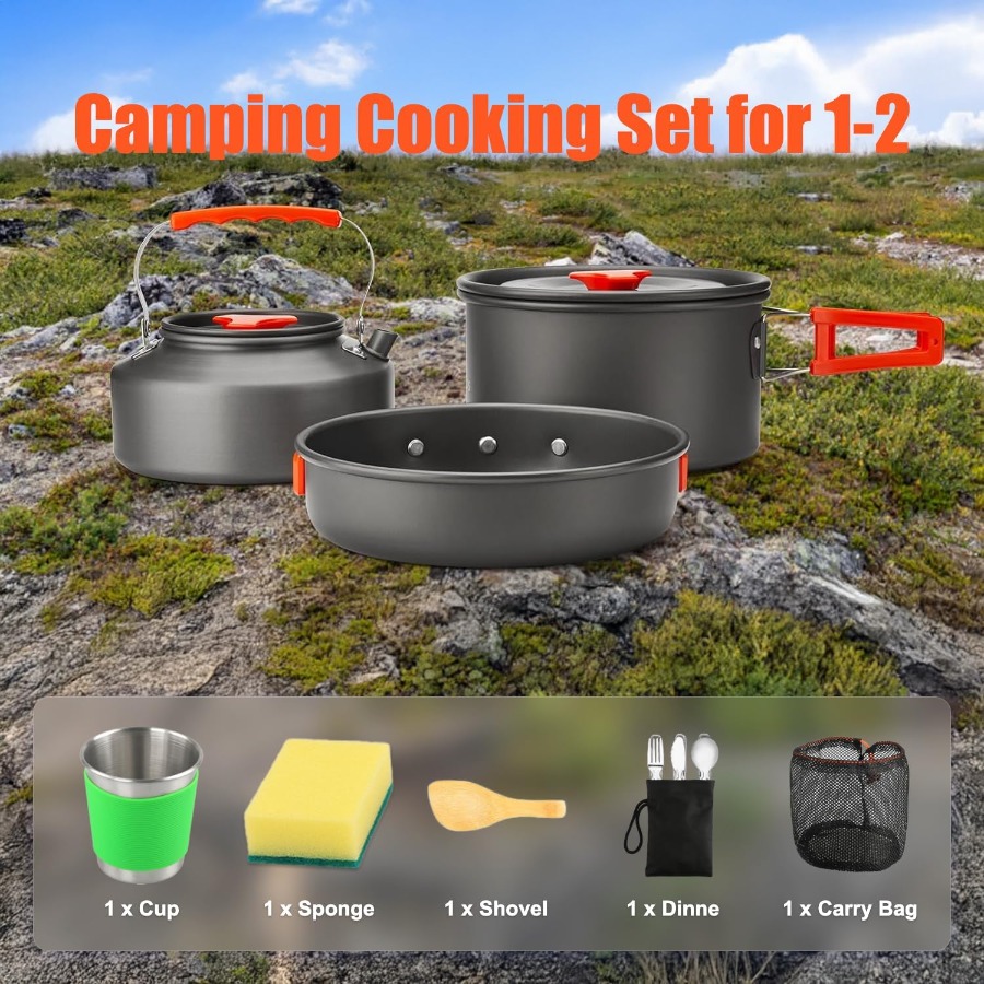 Camping Cookware Set: 35oz Non - Camping Cooking Kit 评论和价格