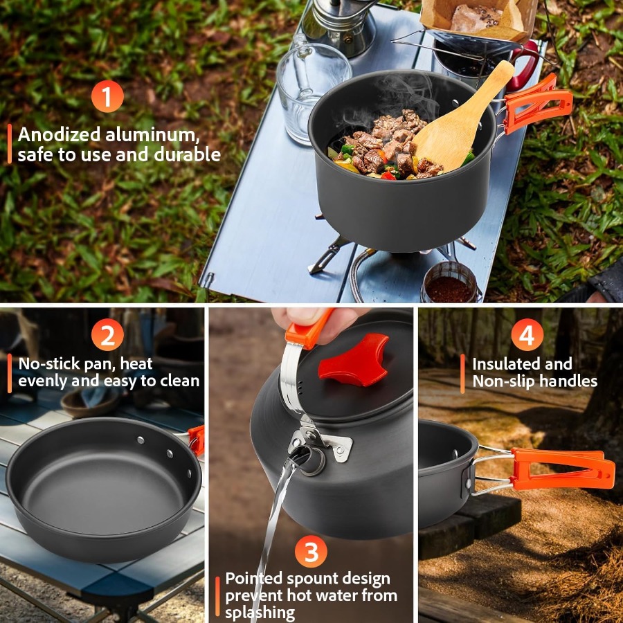 Camping Cookware Set: 35oz Non - Camping Cooking Kit 评论和价格