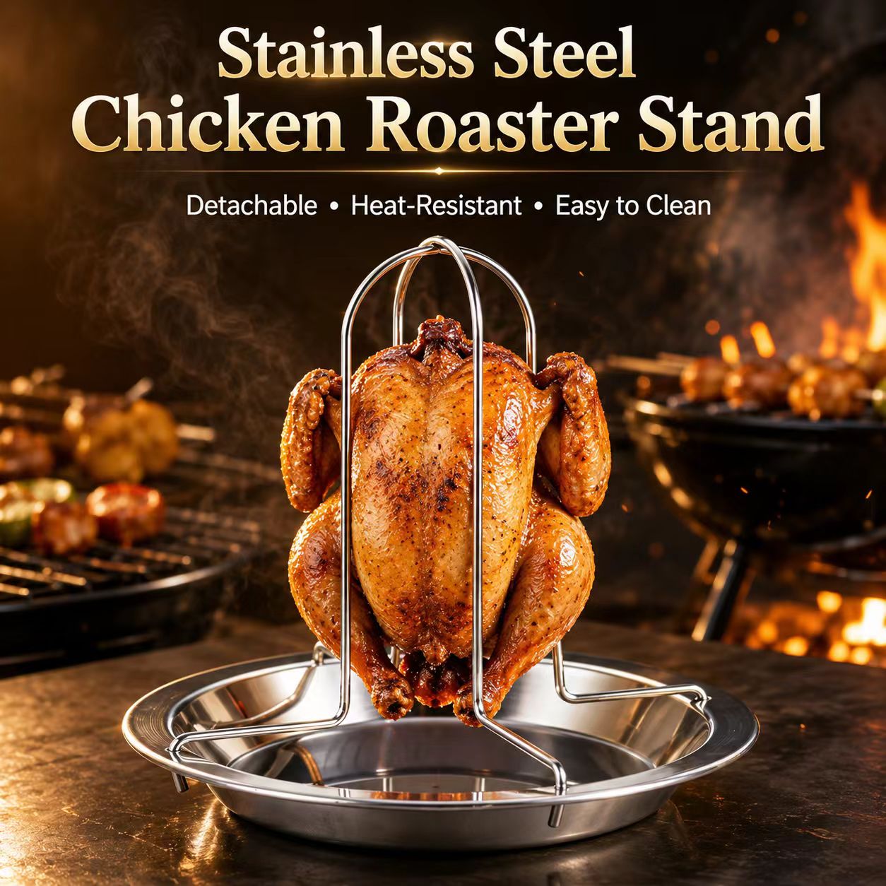 Portable Whole Chicken BBQ Gri - Camping Cooking Portable 评论和价格