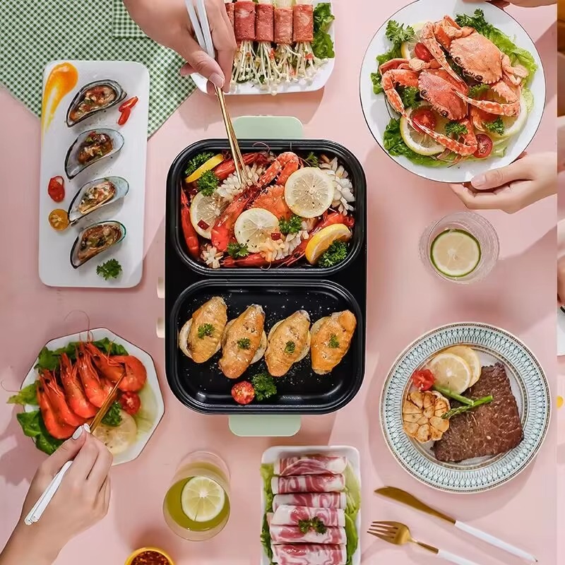 Non-stick barbecue hot pot mul - Camping Cooking Electric 评论和价格