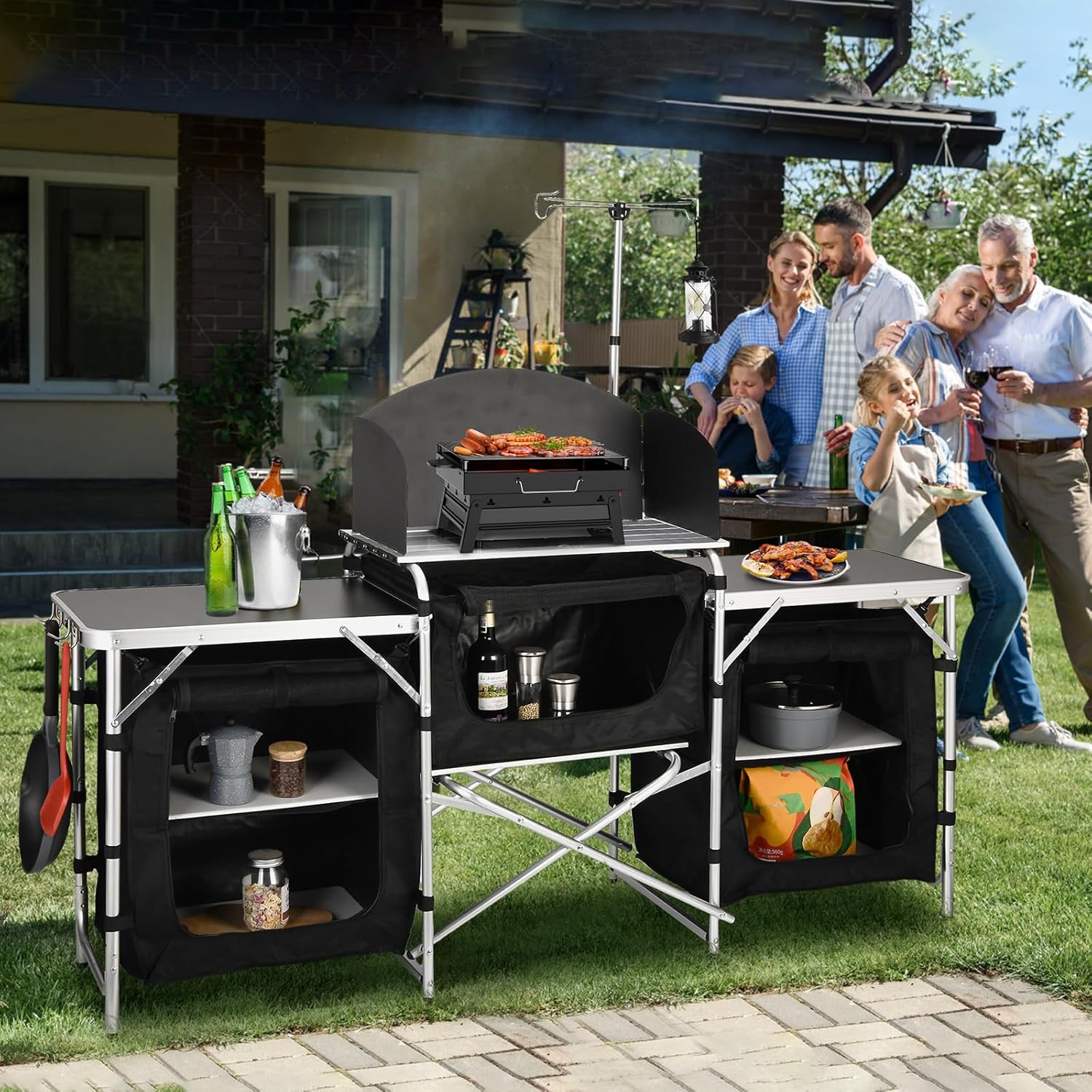Aluminum Folding Camping Kitch - Camping Cooking Table With Storage 评论和价格
