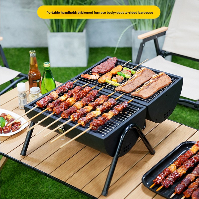 Double Sided Outdoor Grill Por - Camp Grill Portable Folding 评论和价格