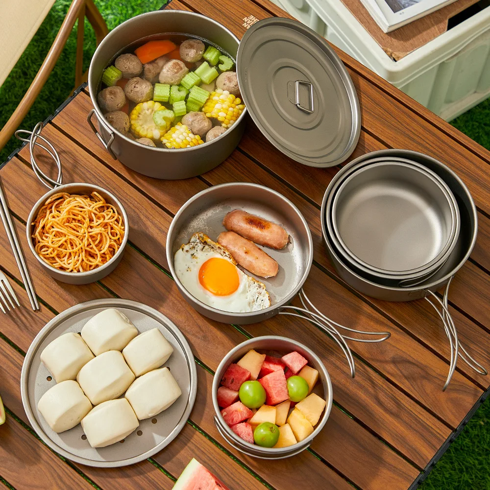 Titanium Outdoor Pot Set Picni - Camping Cooking Lightweight 评论和价格
