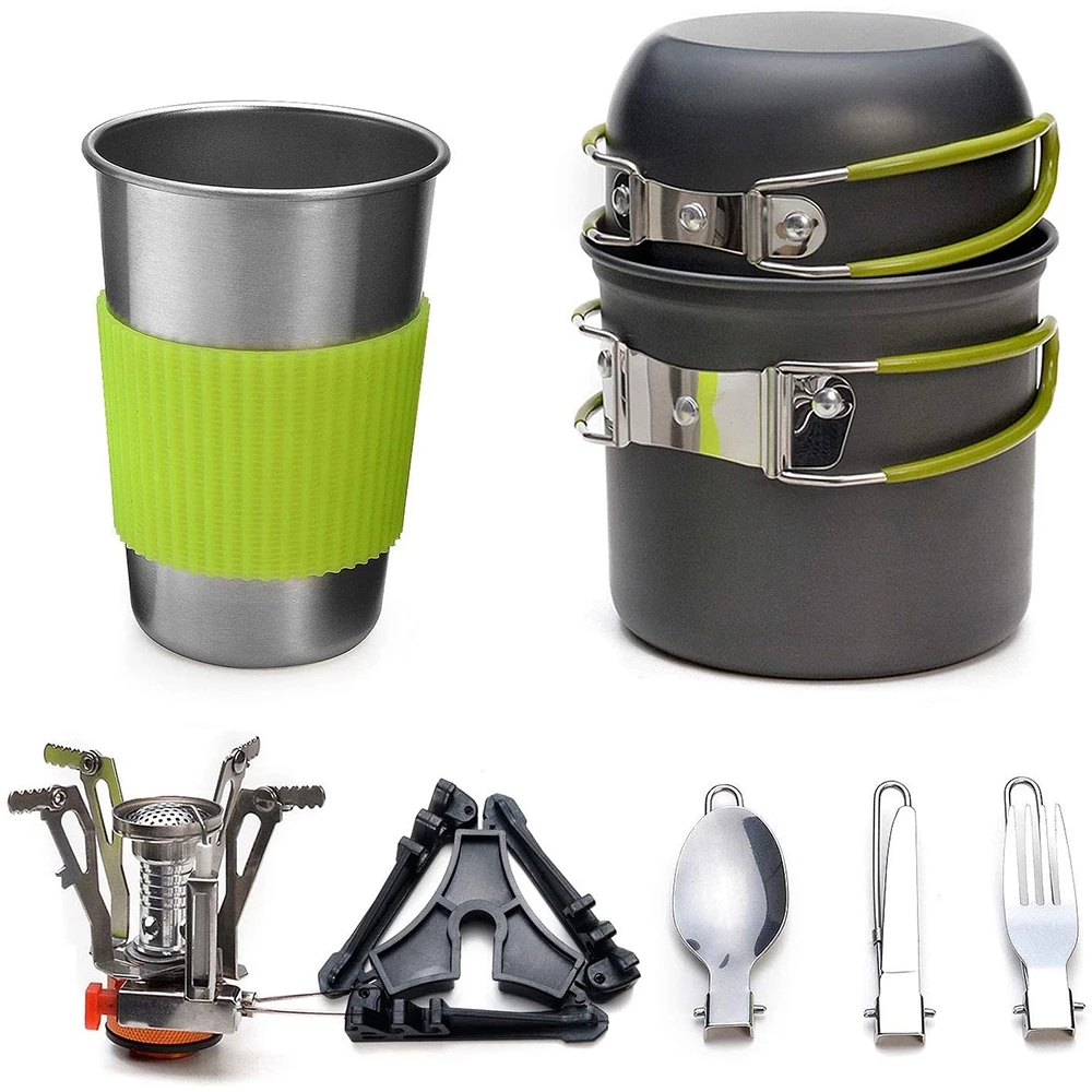 Camping Cookware Kit with Stov - Camping Cooking Kit 评论和价格