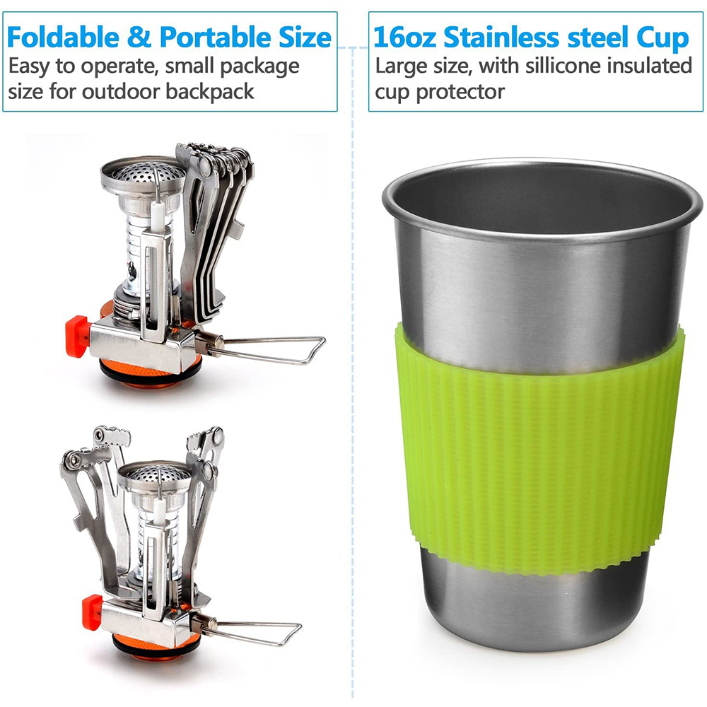 Camping Cookware Kit with Stov - Camping Cooking Kit 评论和价格