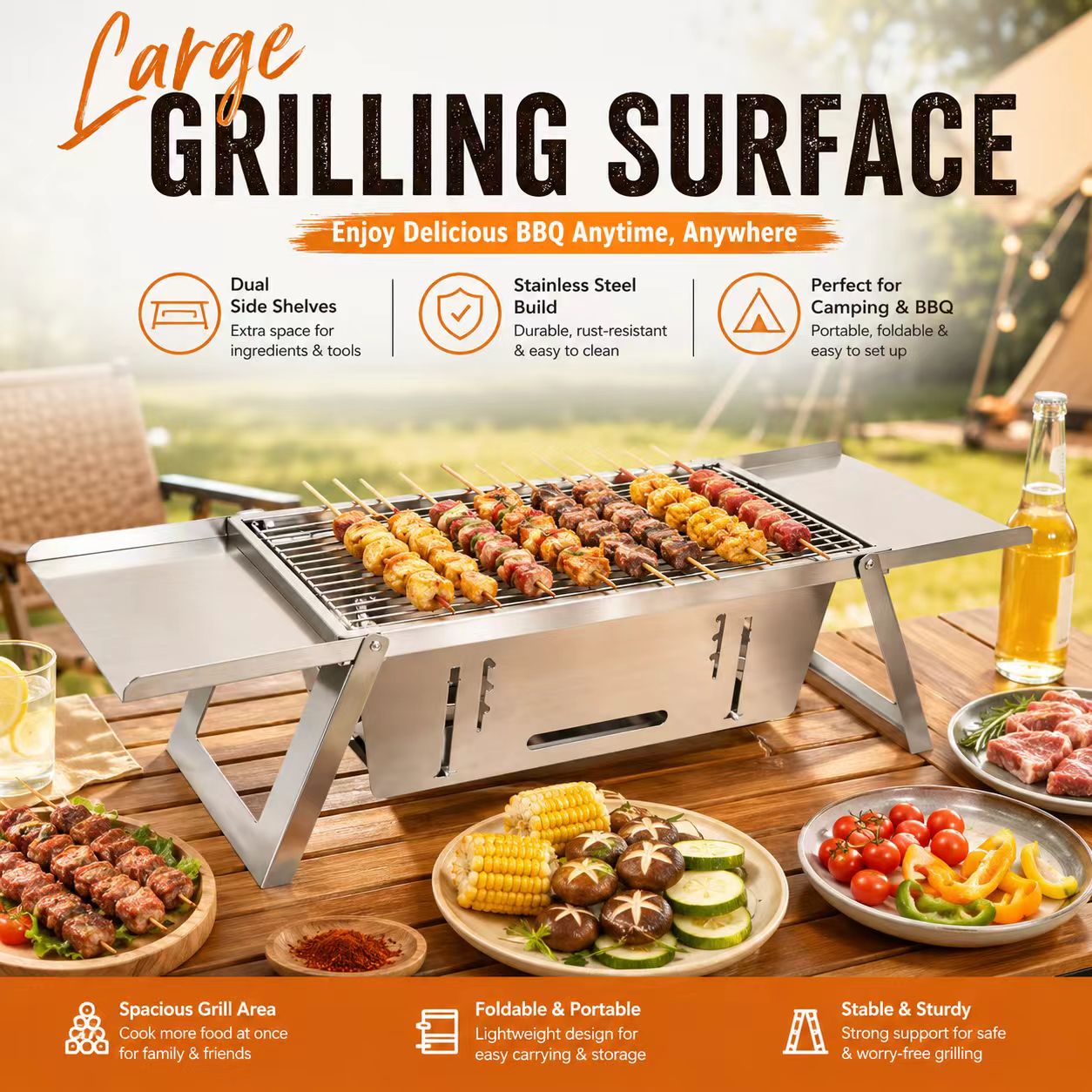 Foldable Stainless Steel Charc - Camp Grill Portable Folding 评论和价格