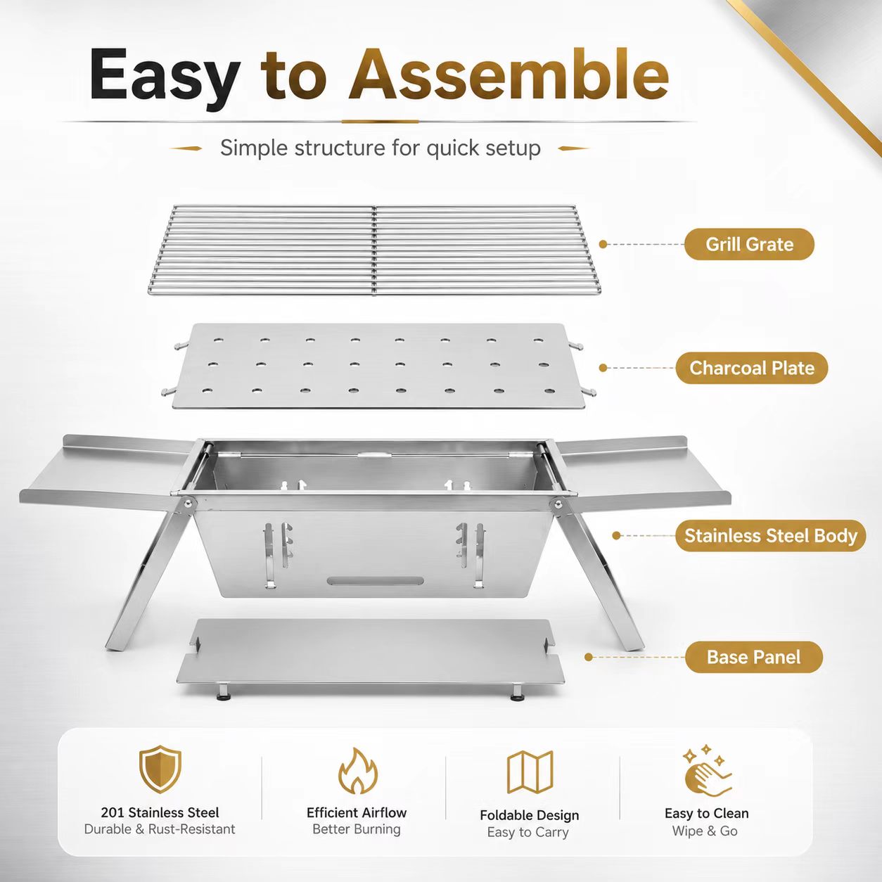 Foldable Stainless Steel Charc - Camp Grill Portable Folding 评论和价格