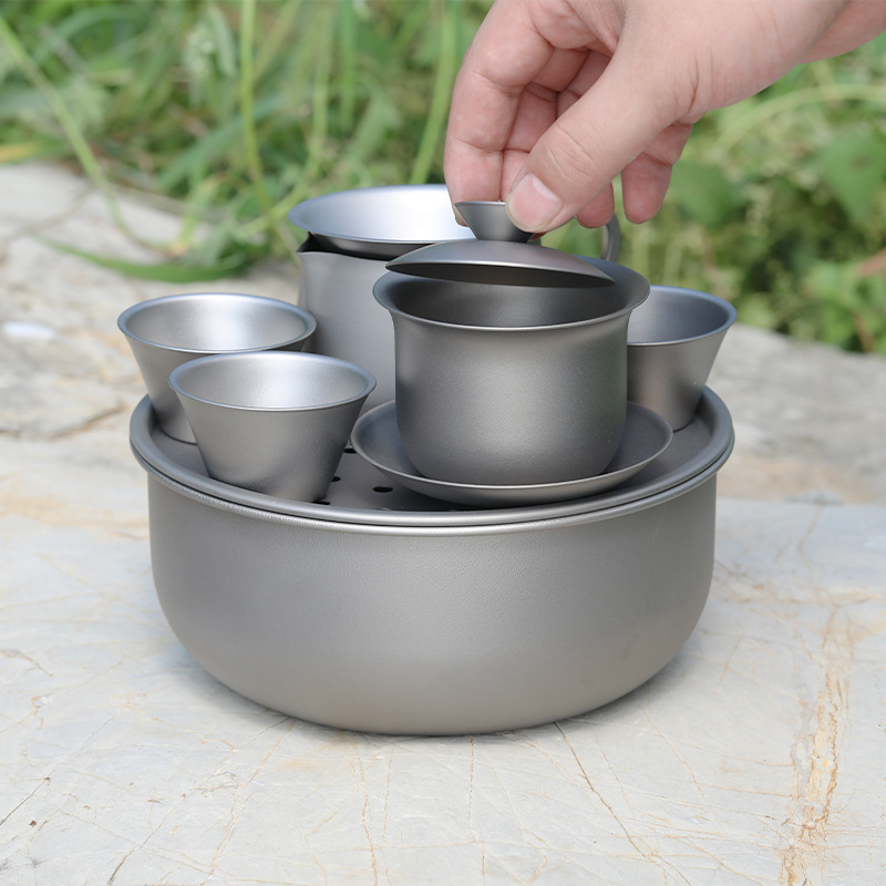 Pure Titanium Tea Set, Portabl - Camping Cooking Table With Storage 评论和价格